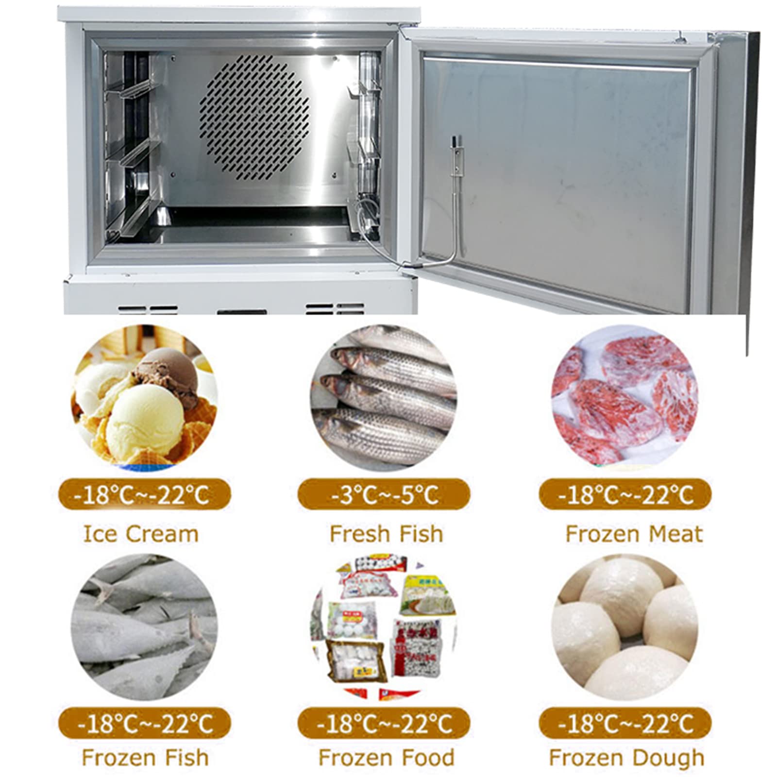 Kolice Commercial 5 trays Blast Chiller, Cakes, Hard Ice Cream, Dumpling, Chicken and Fish Freezer, School Kitchen Blast Freezer, Chest Freezer, Keep Food Fresh, Chilling and Freezing in Short Time