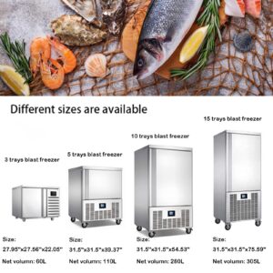 Kolice Commercial 5 trays Blast Chiller, Cakes, Hard Ice Cream, Dumpling, Chicken and Fish Freezer, School Kitchen Blast Freezer, Chest Freezer, Keep Food Fresh, Chilling and Freezing in Short Time