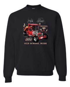 wild bobby ford model t roadster 1923 old school ride classic vintage cars and trucks unisex crewneck graphic sweatshirt, black, small