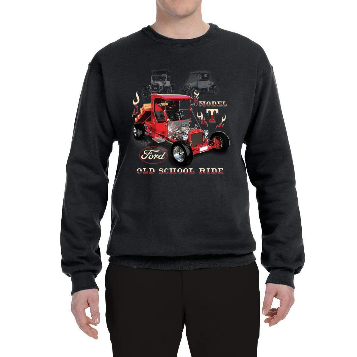 Wild Bobby Ford Model T Roadster 1923 Old School Ride Classic Vintage Cars and Trucks Unisex Crewneck Graphic Sweatshirt, Black, Small