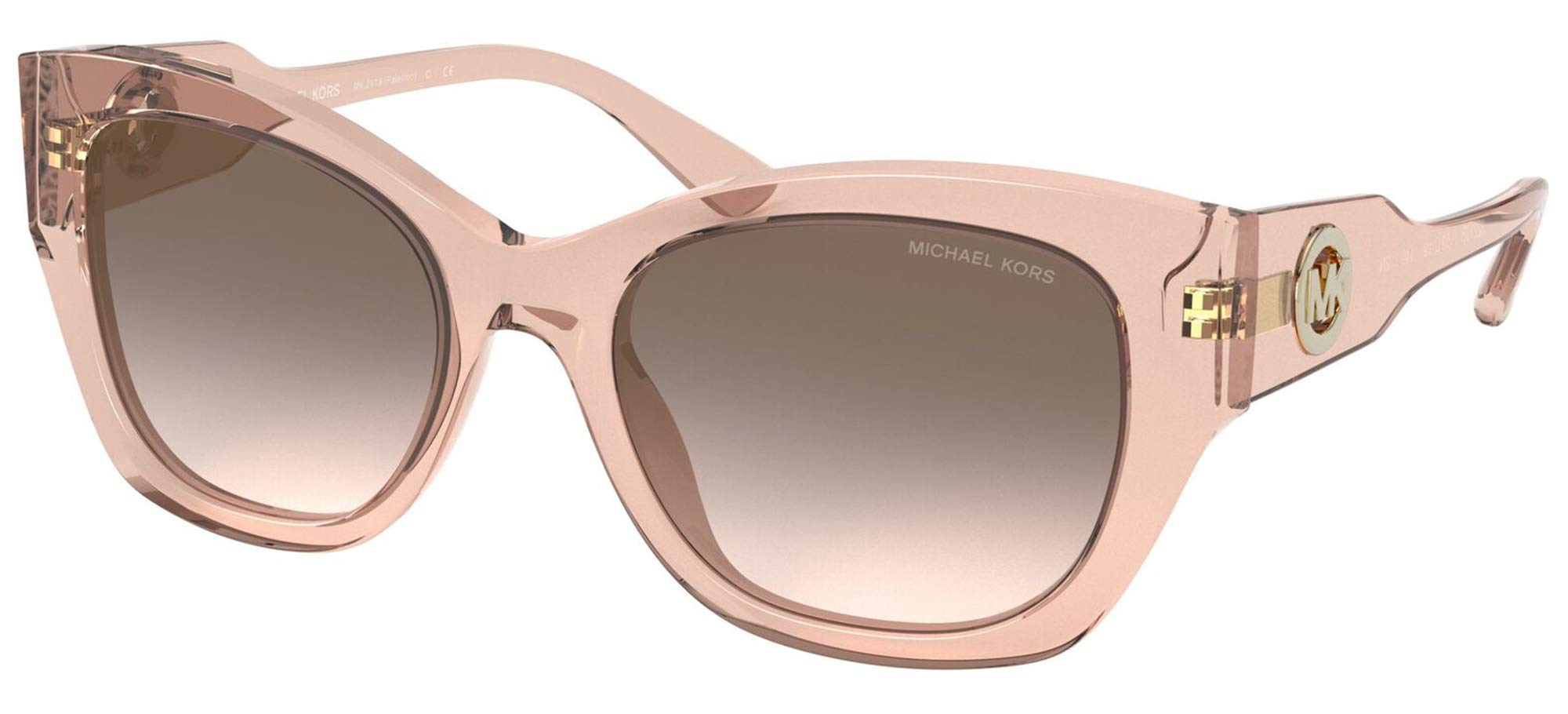 Michael Kors Woman Sunglasses Camila Rose Transparent Frame, Grey Pink Gradient Lenses, 53MM