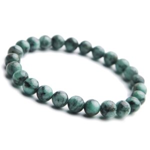 7mm natural green emerald gemstone round beads women men bracelet aaaaa