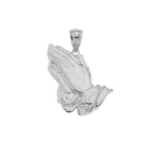 religious jewelry .925 sterling silver praying hands 1” pendant - pendant only