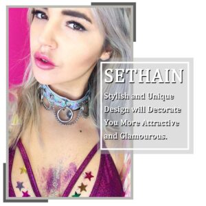 Sethain Boho Sequin Choker Necklace Gold Shiny Sequins Short Chain Party Necklace Jewelry Accessories for Women and Girls