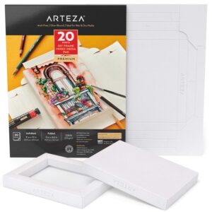 arteza mixed media paper foldable canvas pad, 5x6.6 inches, 20 sheets, diy frame