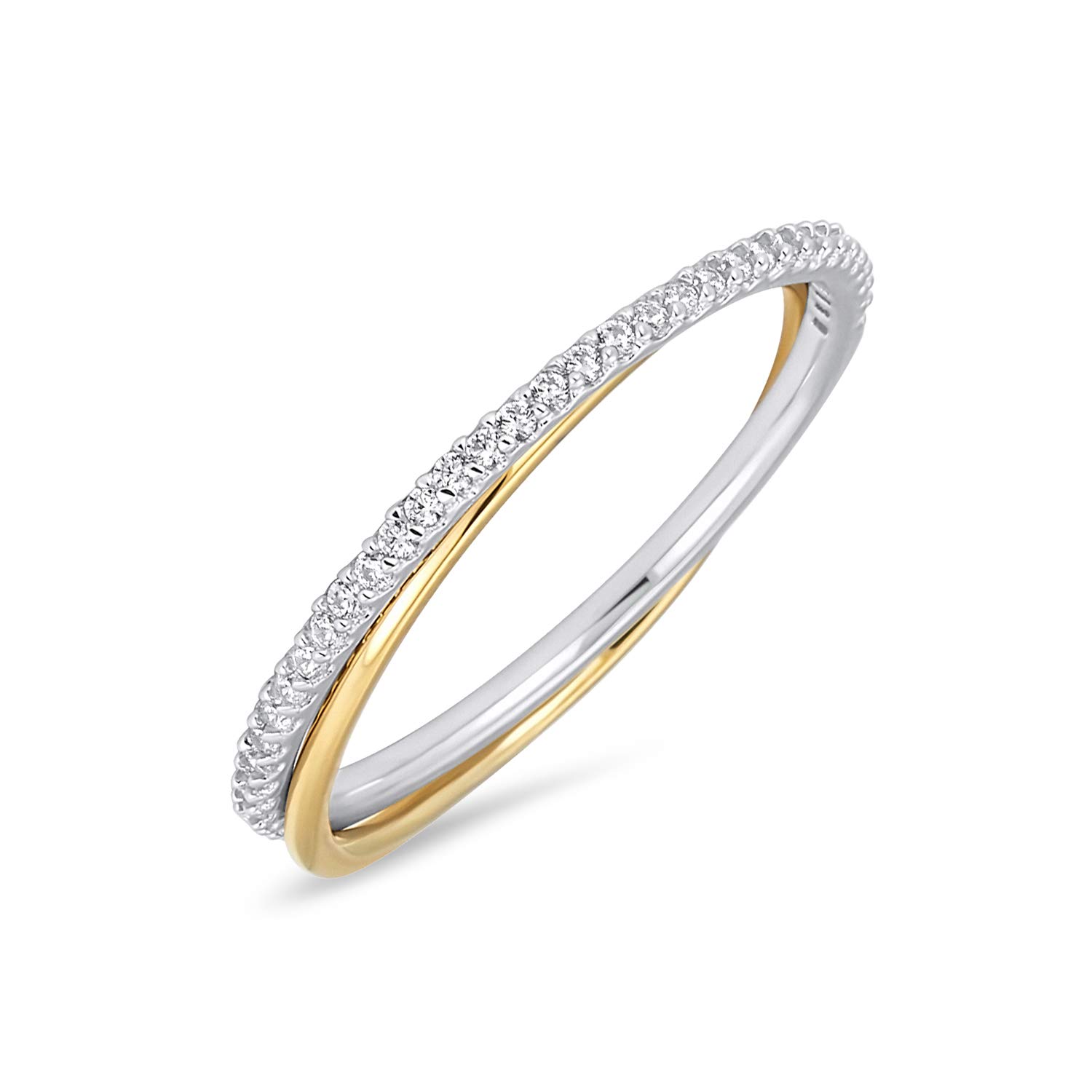 14k Gold Plated Sterling Silver Two Toned Dainty Interlocking Rolling Eternal Band Ring