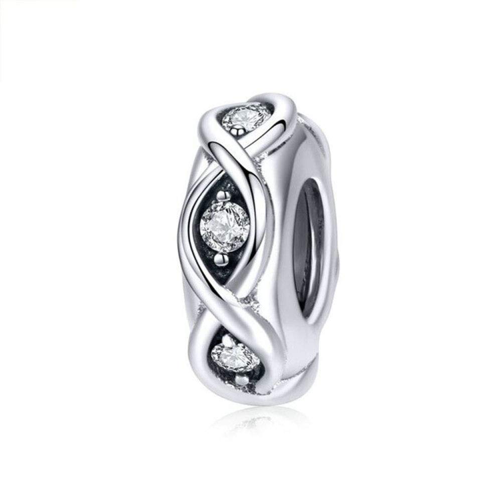 Spacer Charm 925 Sterling Silver Clip Stopper Charm for Pandora Charm Bracelet (J)