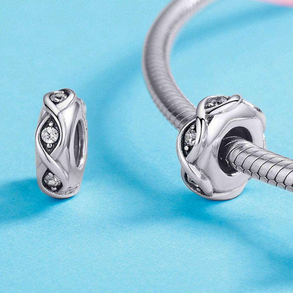 Spacer Charm 925 Sterling Silver Clip Stopper Charm for Pandora Charm Bracelet (J)