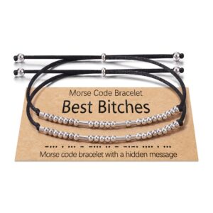 shonyin morse code bracelet best friend bracelet set friendship galentines day jewelry gift for 2 sister teen women men