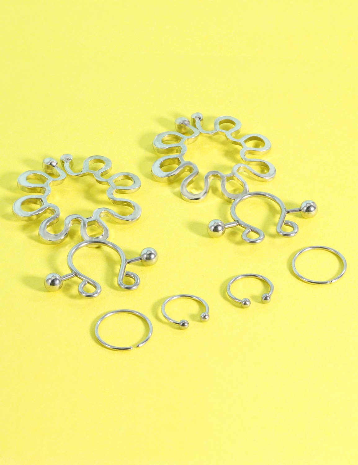 Jenxnjsjo Fake Nipple Rings, Fake Nipple Piercing, Faux Nipple Piercing, Nipple Rings Non Piercing, Non Piercing Nipple Rings, Fake Nipple Ring, Fake Nipple Piercings, Faux Nipple Rings for Women