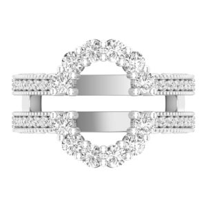 Dazzlingrock Collection 0.85 Carat (ctw) Round White Diamond Women Enhancer Guard Double Wedding Ring, Sterling Silver, Size 7