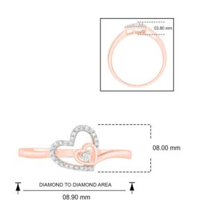 Cali Trove, Diamond Double Heart Promise Ring for Women, Open Heart Ring with 1/20ct White Diamonds Women's Engagement Ring in Yellow Gold-Plated, Rose Gold-Plated or 925 Sterling Silver, Double Heart