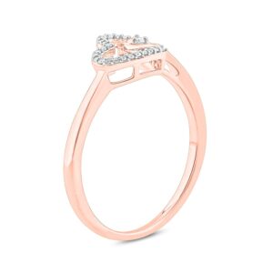 Cali Trove, Diamond Double Heart Promise Ring for Women, Open Heart Ring with 1/20ct White Diamonds Women's Engagement Ring in Yellow Gold-Plated, Rose Gold-Plated or 925 Sterling Silver, Double Heart