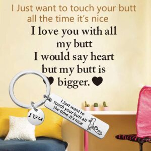 FOTAP Funny Touch your Butt Love keychain Naughty Gift for BF GF Love Gift Romantic Gift for Her