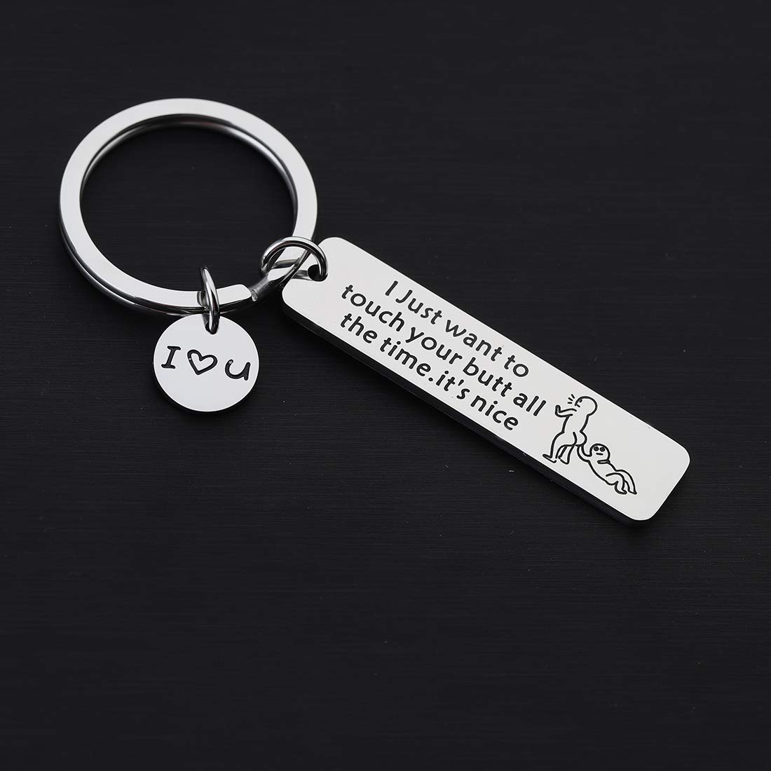 FOTAP Funny Touch your Butt Love keychain Naughty Gift for BF GF Love Gift Romantic Gift for Her