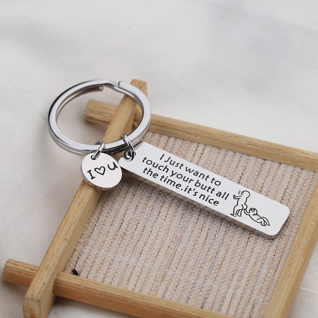 FOTAP Funny Touch your Butt Love keychain Naughty Gift for BF GF Love Gift Romantic Gift for Her