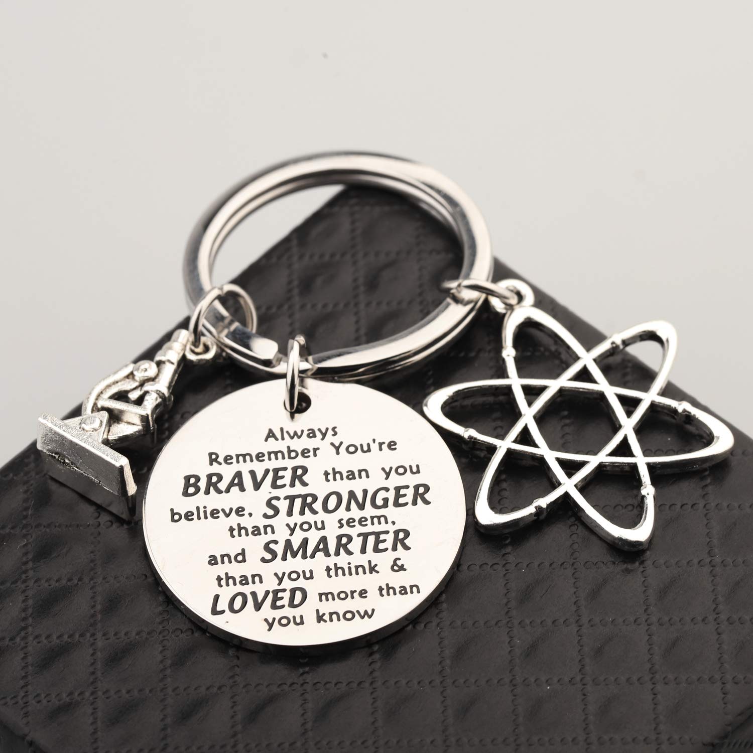 BNQL Science Keychain Atom Gift Science Graduation Gifts Biology Chemistry Science Student Gifts Atom Microscope Charms Chemistry Science Gifts (keychain)