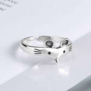 JOYID Cute Rat Mouse Ring Copper Zircon Crystal Zodiac Sign Animal Natal Year Gift Adjustable Ring for Women-Style 1