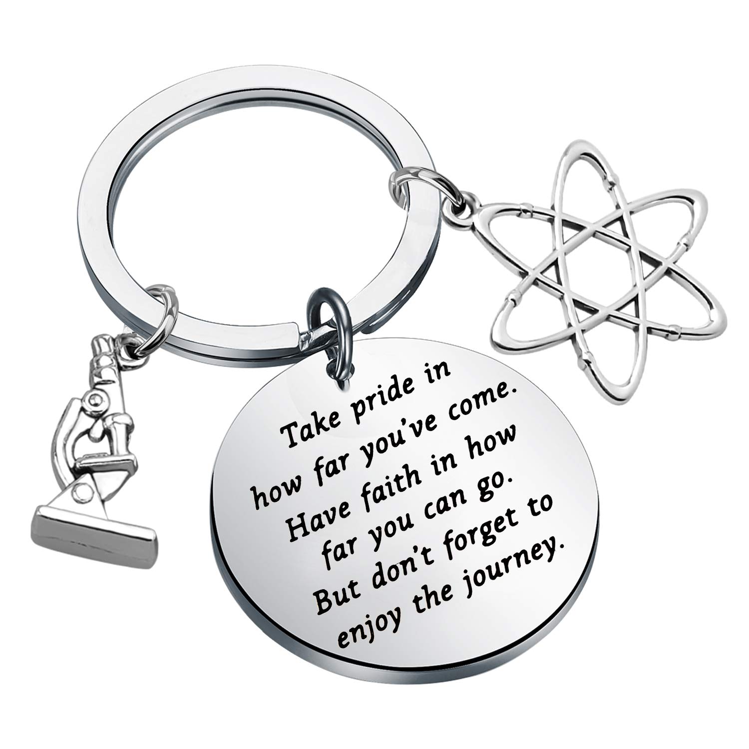 FUSTMW Science keychain Chemistry Science Gifts Atom Microscope Keychain Scientist Physicist Chemist Graduation Gift Biology Jewelry Science Lovers Gift (Science keychain)