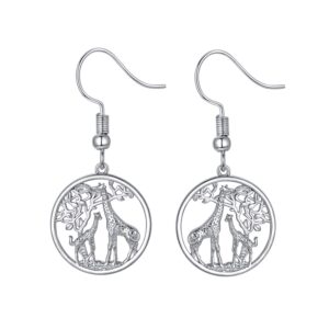 giraffe drop earrings s925 sterling silver animal dangle earrings tree of life giraffe jewelry gifts for women mom mother's day birthday