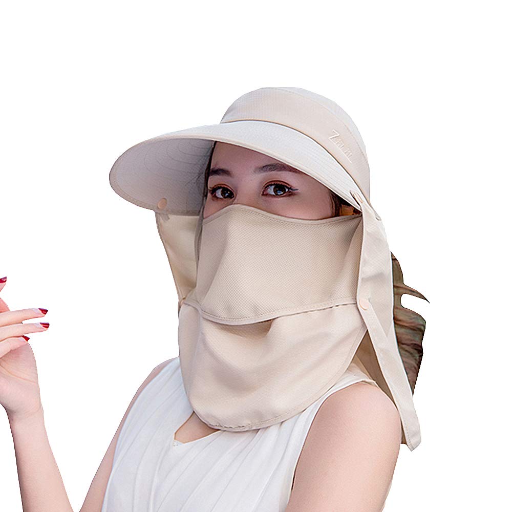 Outdoor UPF 50+ UV Sun Protection Waterproof Breathable Face Neck Flap Cover Folding Sun Hat for Men/Women (Khaki -4)