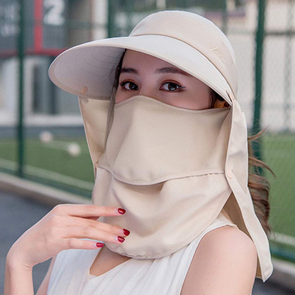 Outdoor UPF 50+ UV Sun Protection Waterproof Breathable Face Neck Flap Cover Folding Sun Hat for Men/Women (Khaki -4)