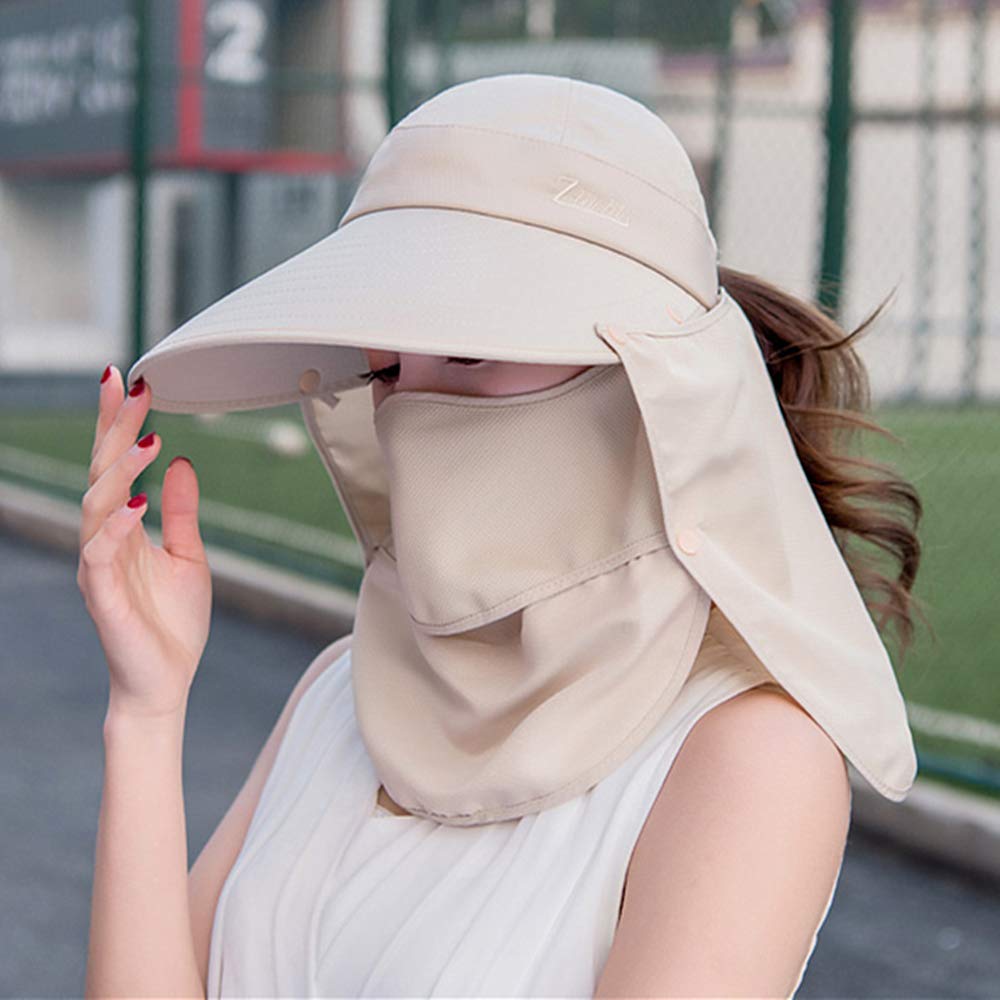 Outdoor UPF 50+ UV Sun Protection Waterproof Breathable Face Neck Flap Cover Folding Sun Hat for Men/Women (Khaki -4)