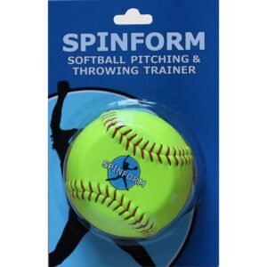 Spinform Softball Pitching and Throwing Spin Trainer, 12" Leather Ball with Raised Stitched Seams, Ideal for All Distances and Speeds