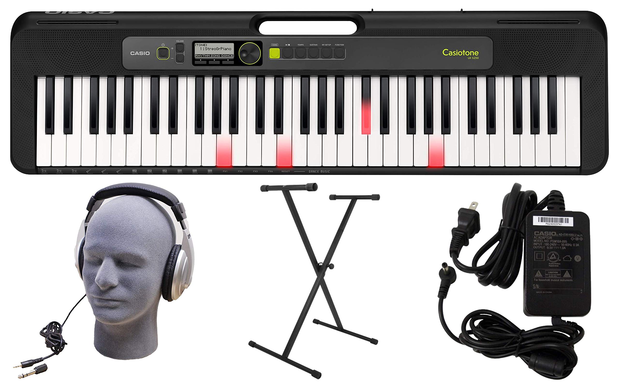 Casio LK-S250 61-Key Premium Lighted Keyboard Pack with Stand, Headphones & Power Supply (CAS LKS250 PPK)