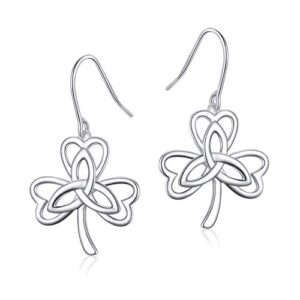 s925 sterling silver good luck irish shamrock celtic earrings celtic knot drop dangle earrings for women st patricks day gifts (03_celtic clover earrings)