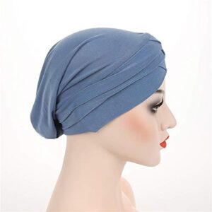 Fxhixiy Hijab Chemo Cancer Beanies Turbans Hats Cap Twisted Hair Cover Headwrap Turban Headwear for Women (Cowboy Blue)