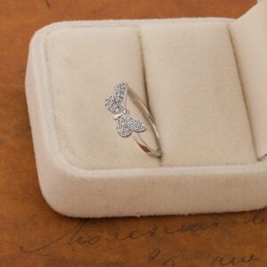 Kemstone Sterling Silver Dainty Butterfly CZ Ring Women Fashion Jewelry Gold/Silver Rings Size 5-9 (silver, 6)