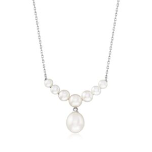 Ross-Simons 4-9.5mm Cultured Pearl Drop Necklace in Sterling Silver. 20 inches