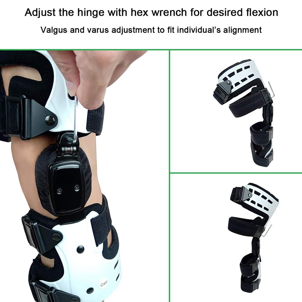 PHASFBJ Orthopedic Hinged Knee Brace, Knee Joint Splint Adjustable Leg Support Fracture Stabilizer for Men & Women ACL Ligament Injuries Sports Injuries Arthritis,Right