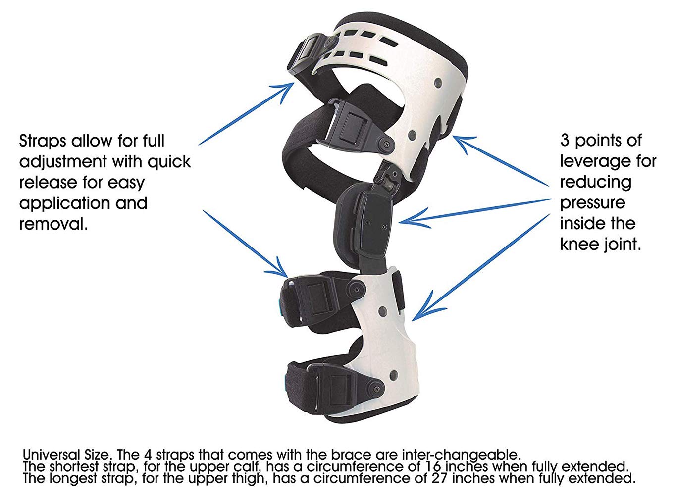 PHASFBJ Orthopedic Hinged Knee Brace, Knee Joint Splint Adjustable Leg Support Fracture Stabilizer for Men & Women ACL Ligament Injuries Sports Injuries Arthritis,Right