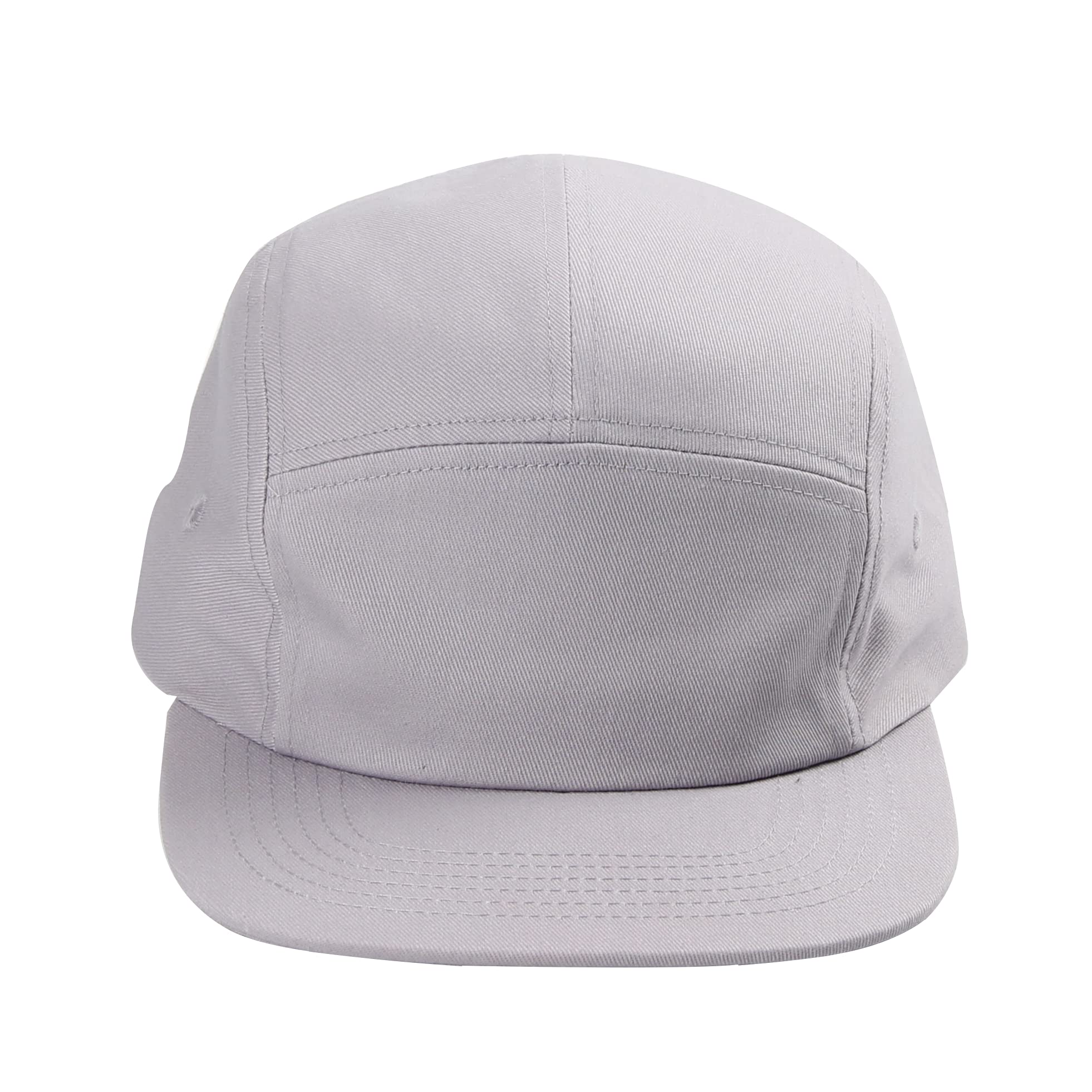 DongKing 5 Panels Baseball Cap Classic Flat Bill Hat Cotton Short Flat Brim Caps (Gray)