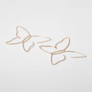 Large Boho Hollow Line Butterfly Earrings Gold Drop Dangle Beach Earrings Simple Stylish Dainty Pendant Silver Hoop Earrings for Women (Gold)