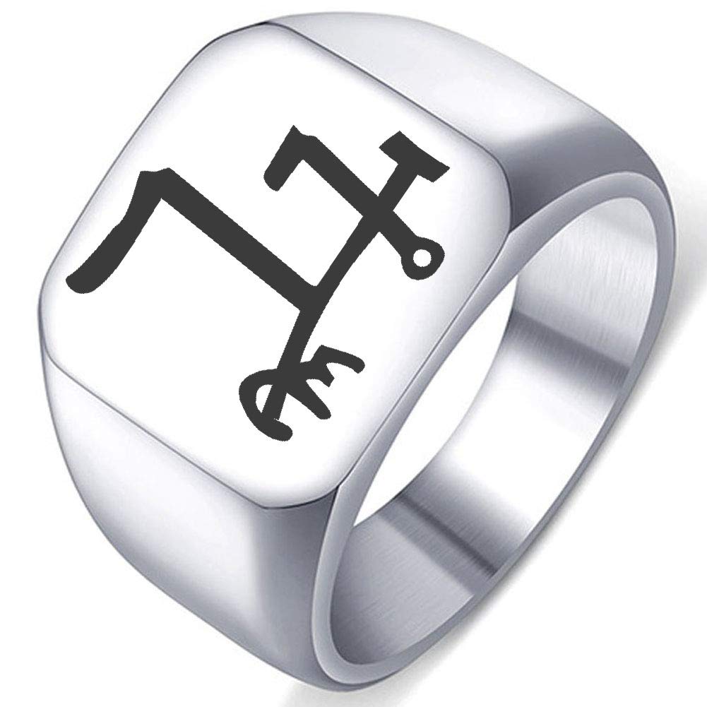 Laser Engraved Dukante Sigil of FLEREOUS Silver Stainless Steel Men's Womens Ring