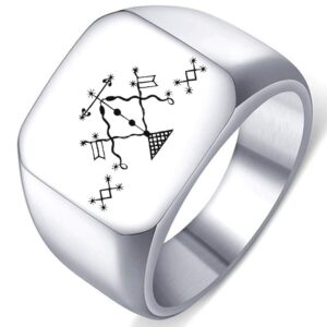 engraved silver loa veve for damballa and ayida-weddo stainless steel men's womens ring