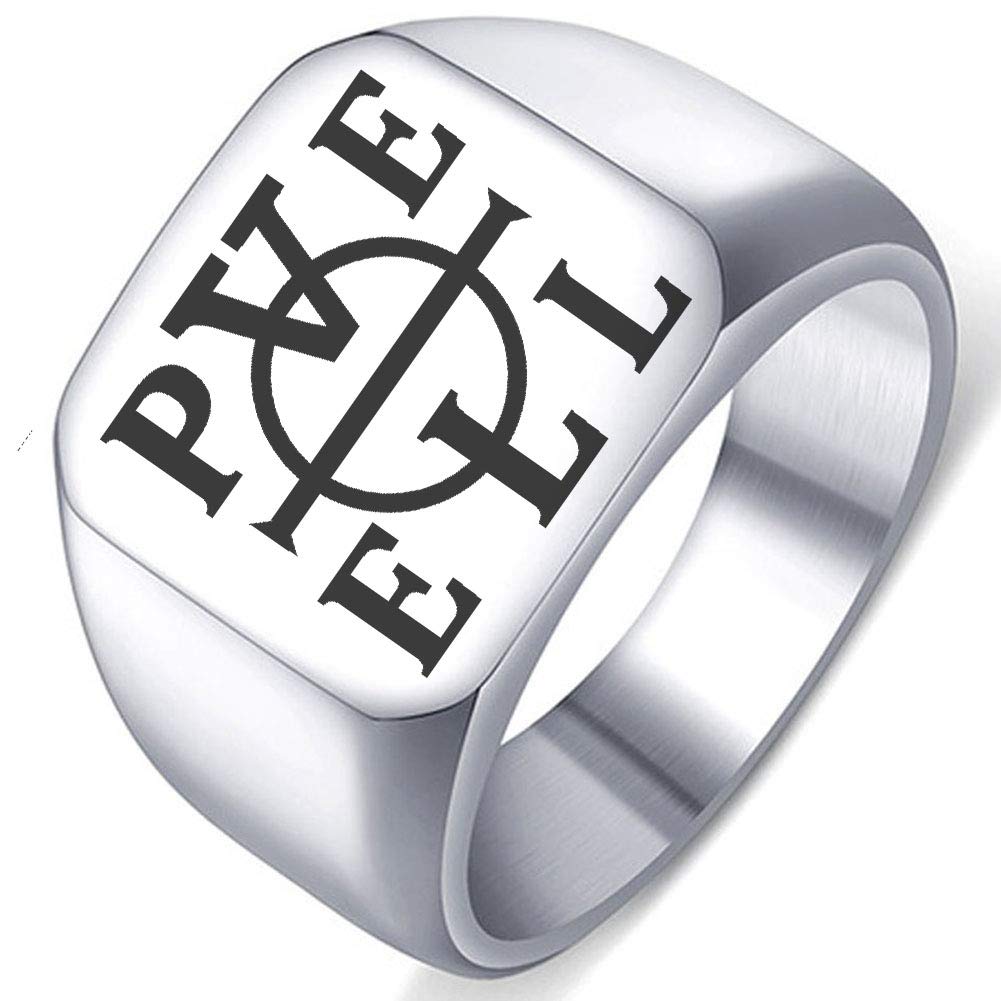 Dacai Laser Engraved Pele Enochian of Solomon Silver Stainless Steel Men's Womens Magic Ring