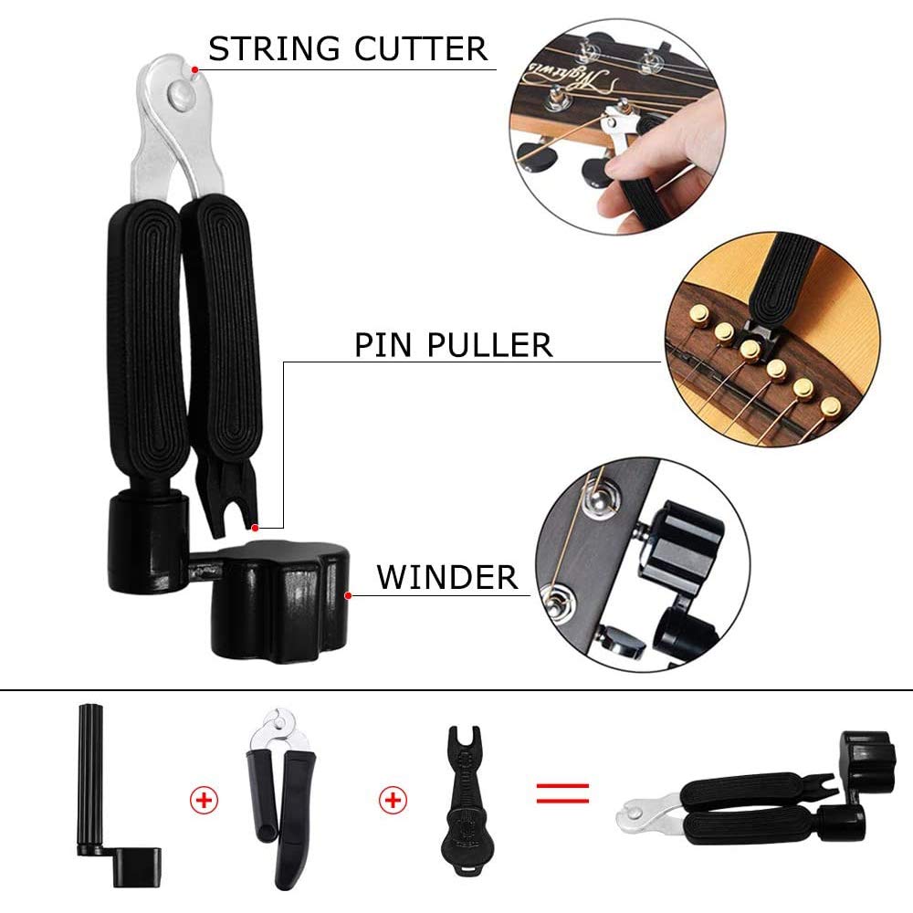 66PCS Guitar Accessories Kit, Acoustic Guitar Changing Tool, Including Acoustic Strings, Guitar Picks, Capo, String Winder&Cutter, Tuner, Guitar Bones,for Guitar Players and Guitar Beginners