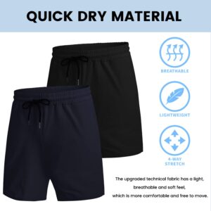 COOFANDY Men's 2 Pack Gym Workout Shorts 7 Inch Quick Dry Athletic Shorts Lightweight Running Shorts with Pockets Black/Navy Blue