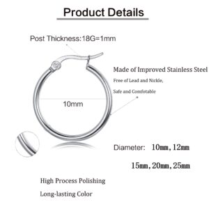 LOYALLOOK 11Pairs Stainless Steel Ear Stud Piercing Hoop Earrings Set Cute Huggie Earrings Cubic Zirconia Cartilage Barbell Stud Earring Screw Flat Back Earrings