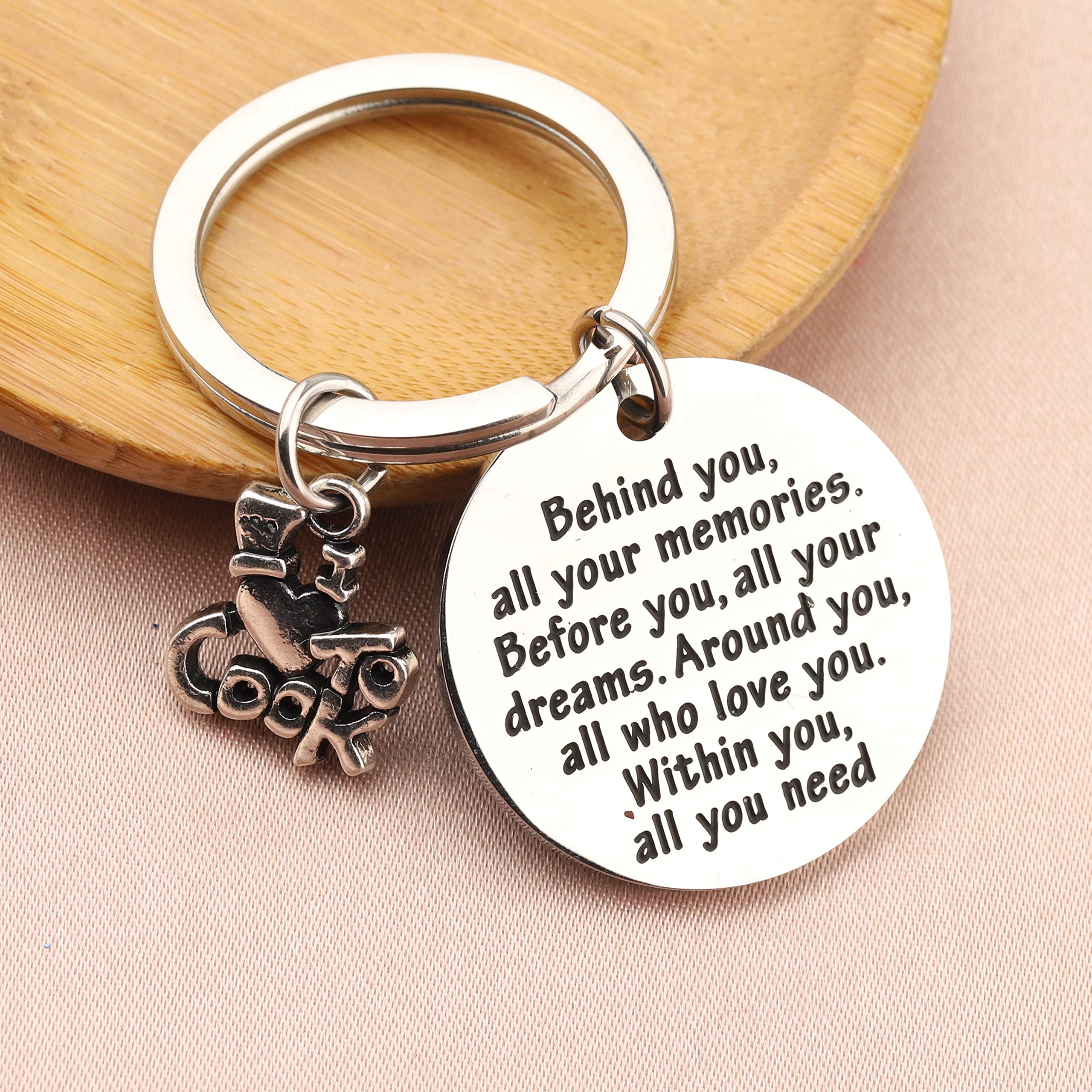 FEELMEM Future Chef Gift Chef Keychain Behind You All Your Memories Cooking Jewelry Culinary School Graduation Gift