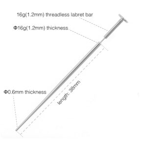 NewkeepsR 2PCS-18G/16G Implant Grade Titanium Pin Insertion Taper for Threadless Labret Bar(1.0mm/1.2mm)