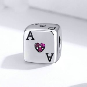 LAMOONY Poker Charm Beads for making jewelry 925 Sterling Magic Hat Charm Birthday Charm for Pandora Charm Bracelet (Dice)