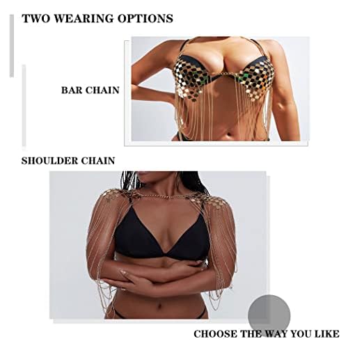 CanB Gold Body Chains Shoulder Body Chain Harness Sexy Body Jewelry Accessories for Women and Girls