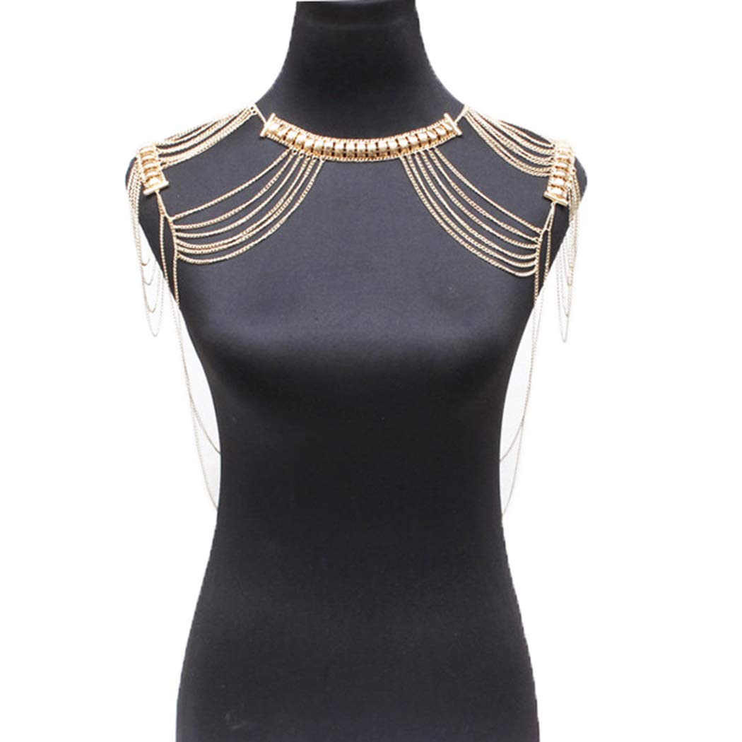 CanB Gold Body Chains Shoulder Body Chain Harness Sexy Body Jewelry Accessories for Women and Girls