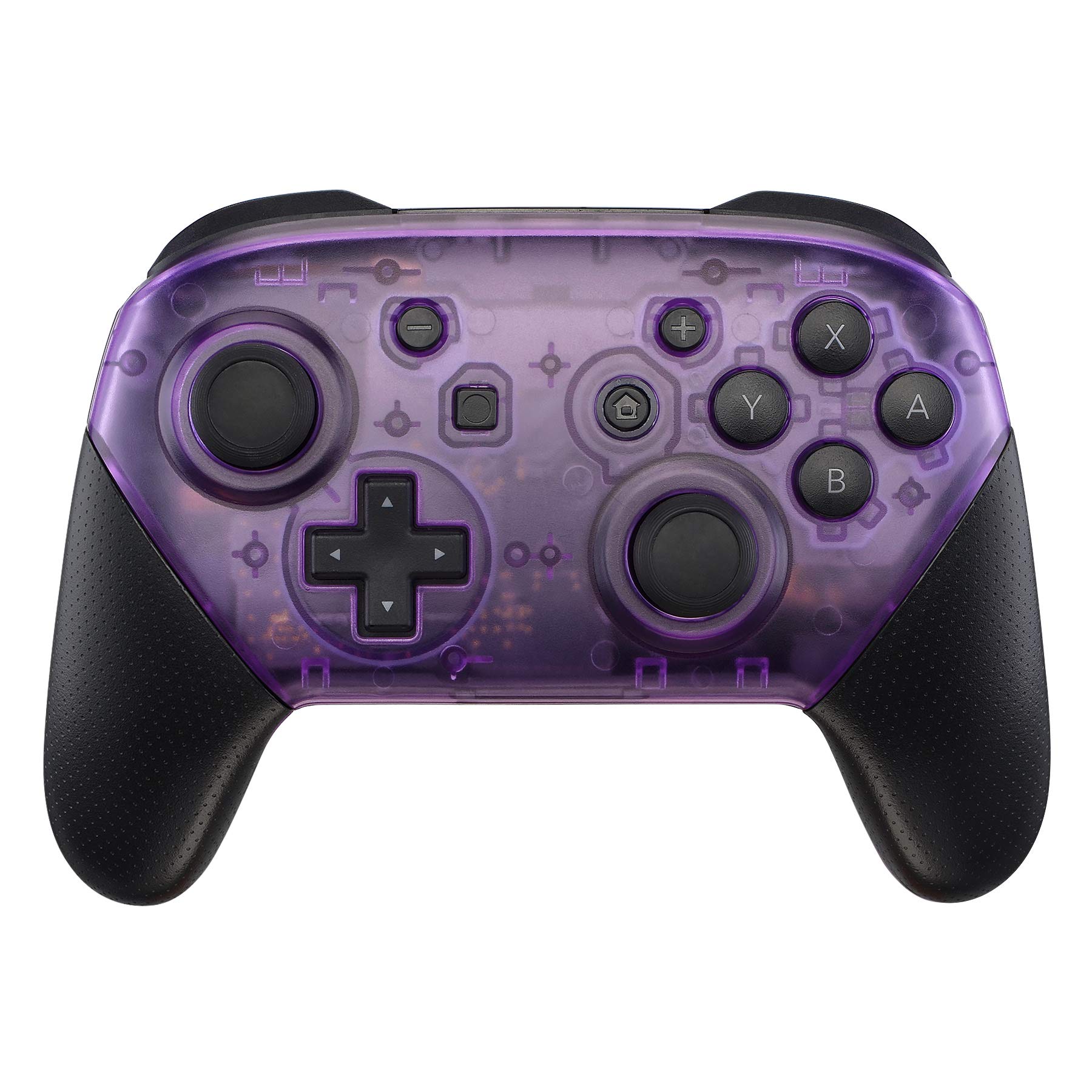 eXtremeRate Clear Atomic Purple Faceplate and Backplate for Nintendo Switch Pro Controller, DIY Replacement Shell Housing Case for Nintendo Switch Pro - Controller NOT Included