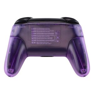 eXtremeRate Clear Atomic Puple Faceplate Backplate Handles for Nintendo Switch Pro Controller, DIY Replacement Grip Housing Shell Cover for Nintendo Switch Pro - Controller NOT Included